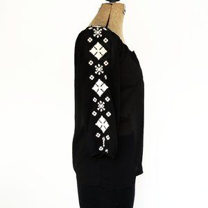 Black Sheer with Embroidered Sleeves